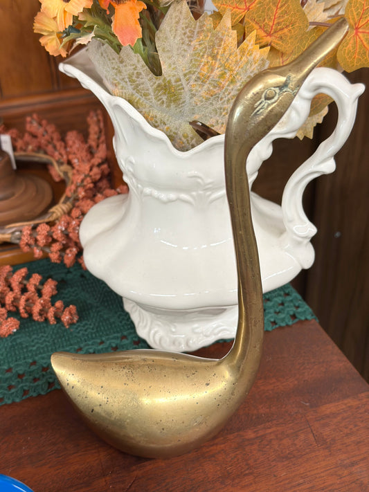 Vintage Brass MCM Swan