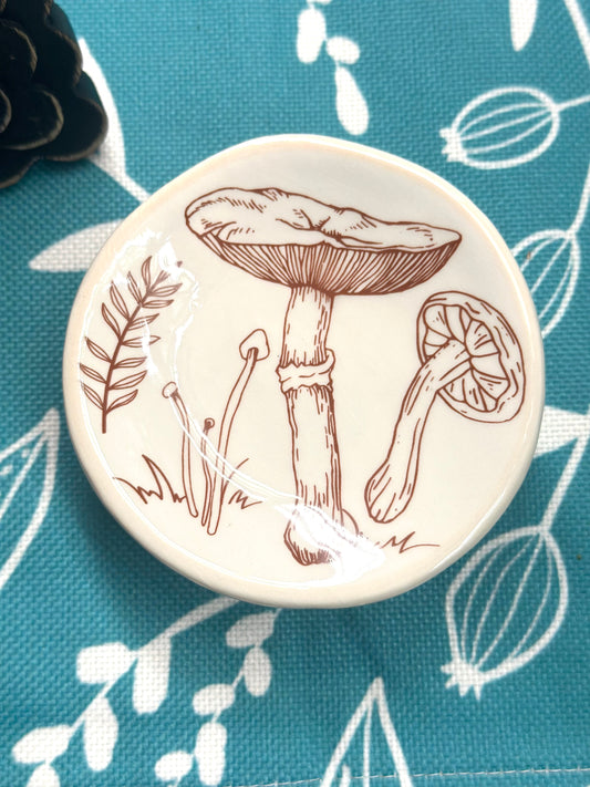 Ceramic Mushroom Footed Trinket Dish, Assorted