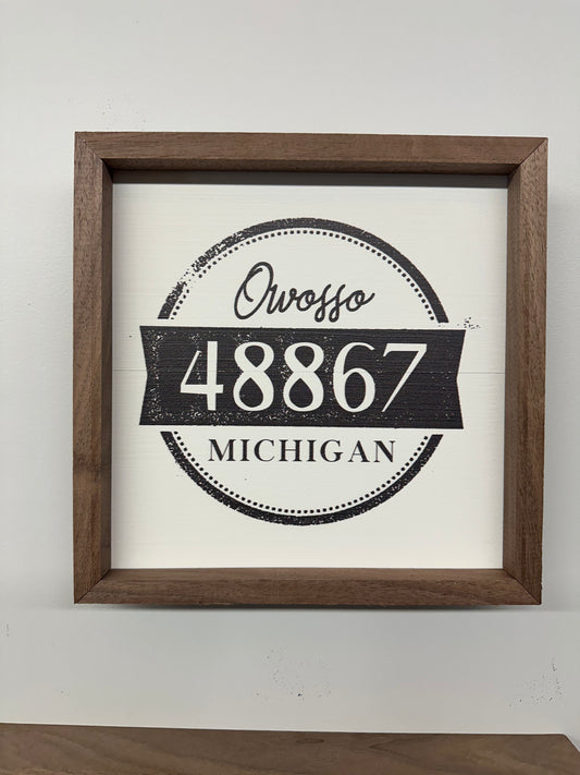 Personalized City State Zip Vintage Banner White