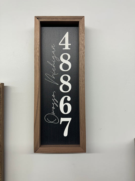 Personalized Zip City State Vertical Black