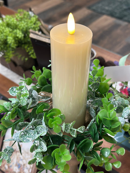 Cream Timered Realistic Flame LED Pillar 2x6in