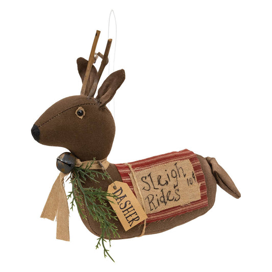 Stuffed Primitive Sleigh Rides Dasher Reindeer Sitter