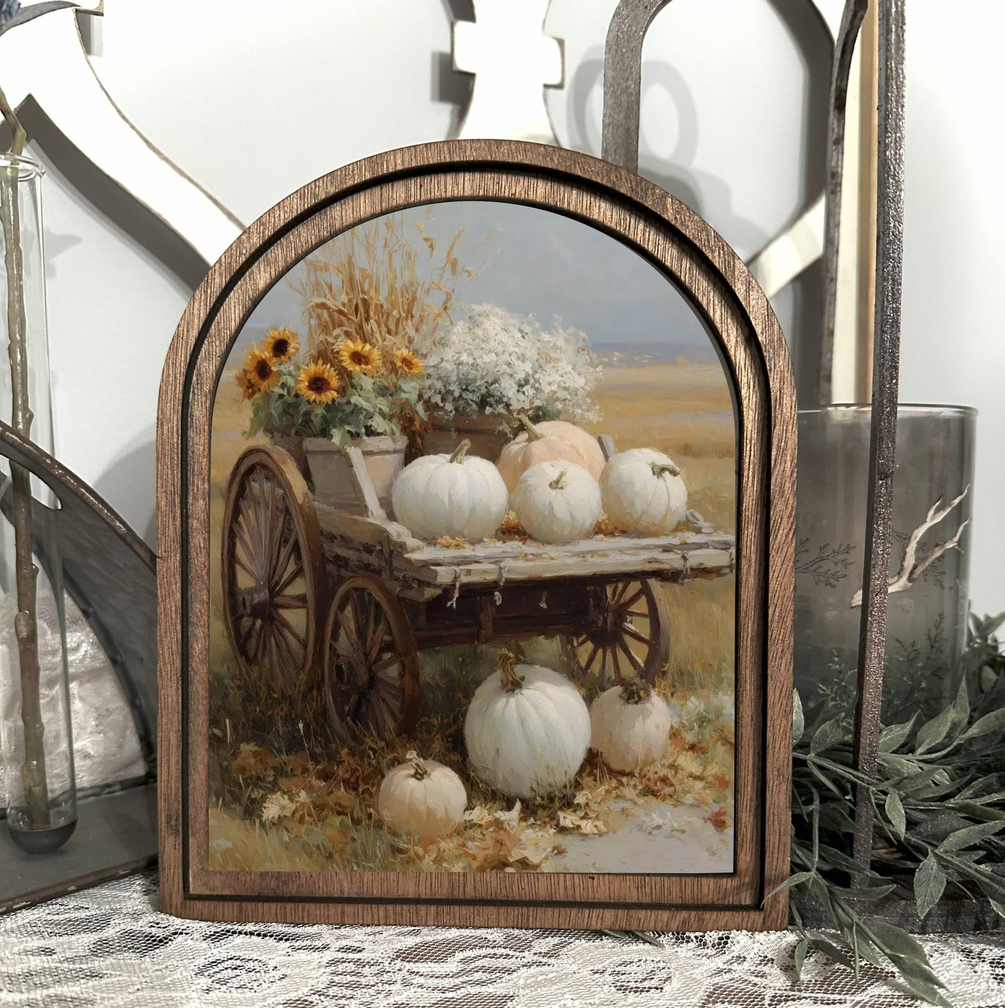 Autumn Wagon Framed Canvas Art
