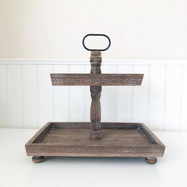 Foundations Decor Tiered Tray-Antique Finish, Rectngl 15.75"