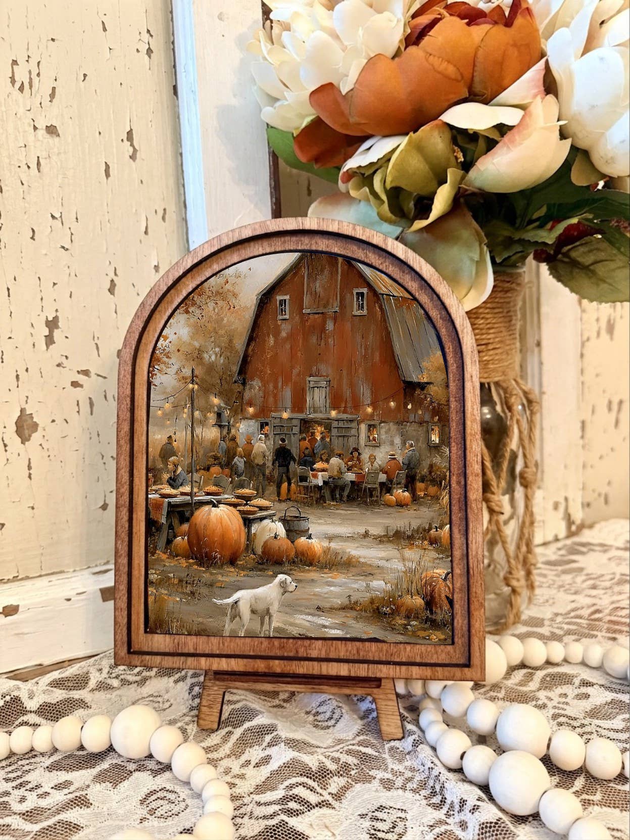 Fall Barn Framed Canvas Art
