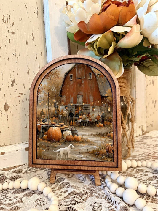 Fall Barn Framed Canvas Art