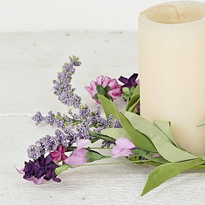 Lanvendar and Wild Flowers Candle Ring-3.5in
