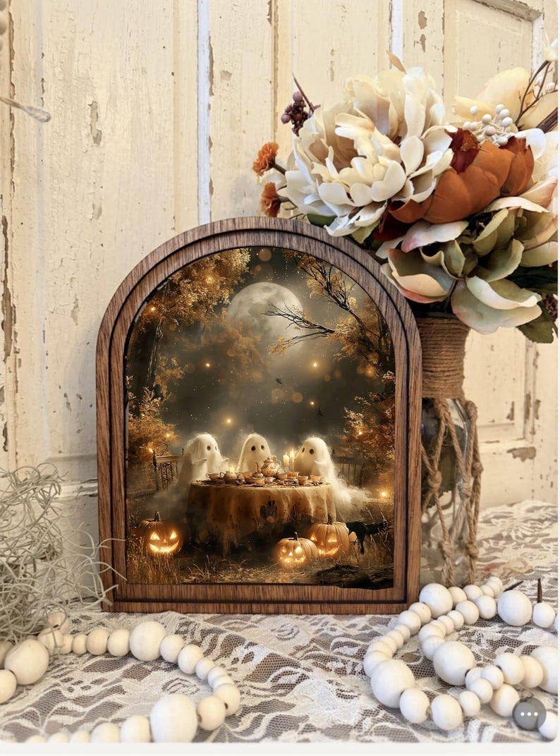 Ghost Tea Party Framed Canvas Art