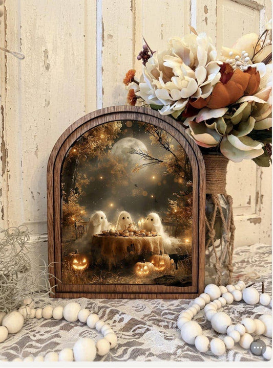 Ghost Tea Party Framed Canvas Art