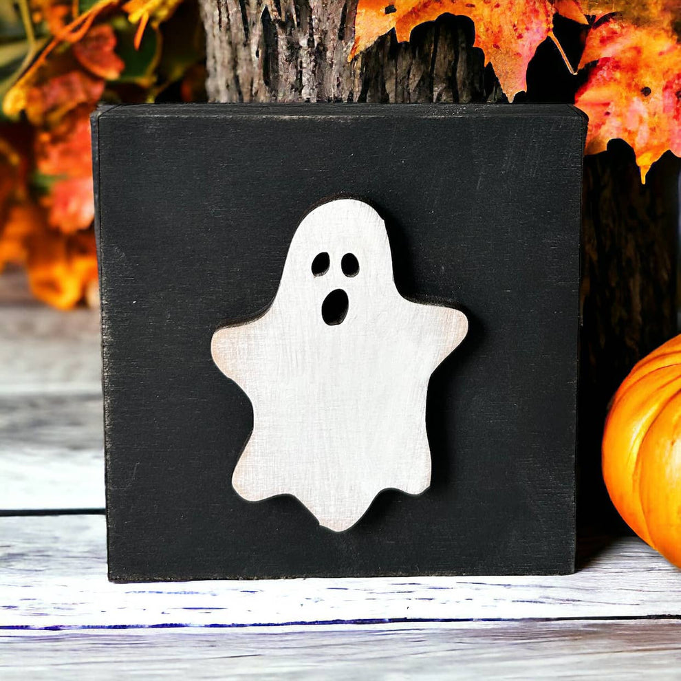 Ghost - Rustic Wood Halloween Block Sign – Rustic Owl Furnishings