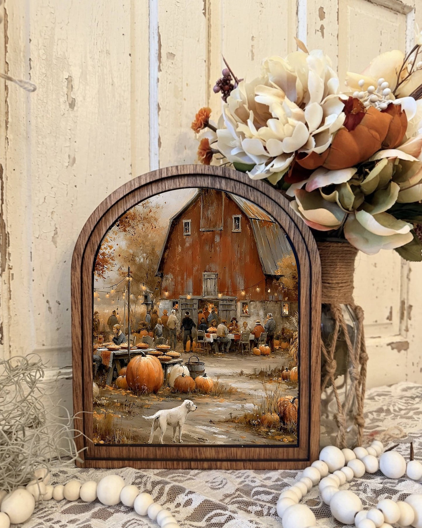 Fall Barn Framed Canvas Art