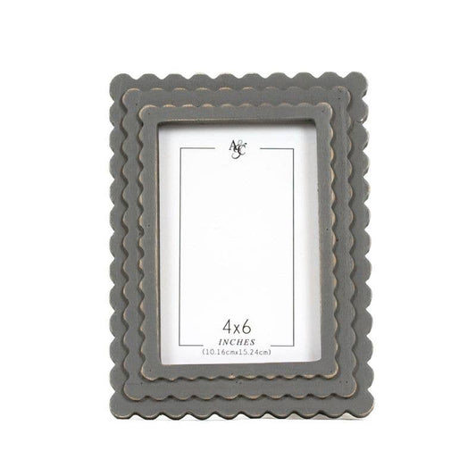 12061 - 6x8 wood scallop photo frame (4x6) grey Home Decor