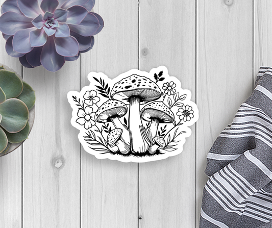 Floral Mushroom Vinyl Sticker