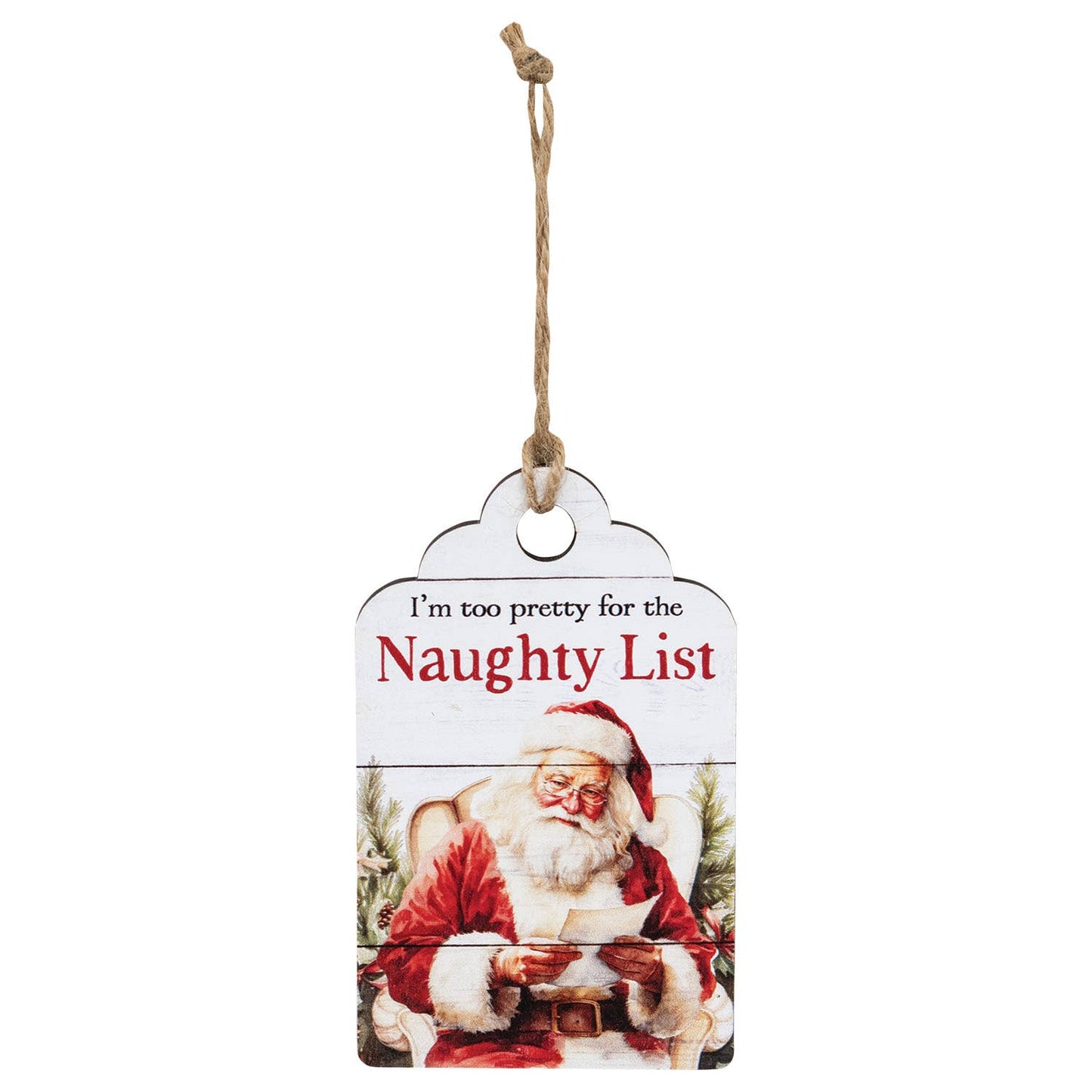Vintage Santa Naughty or Nice Wooden Tag - 3 Asstd.