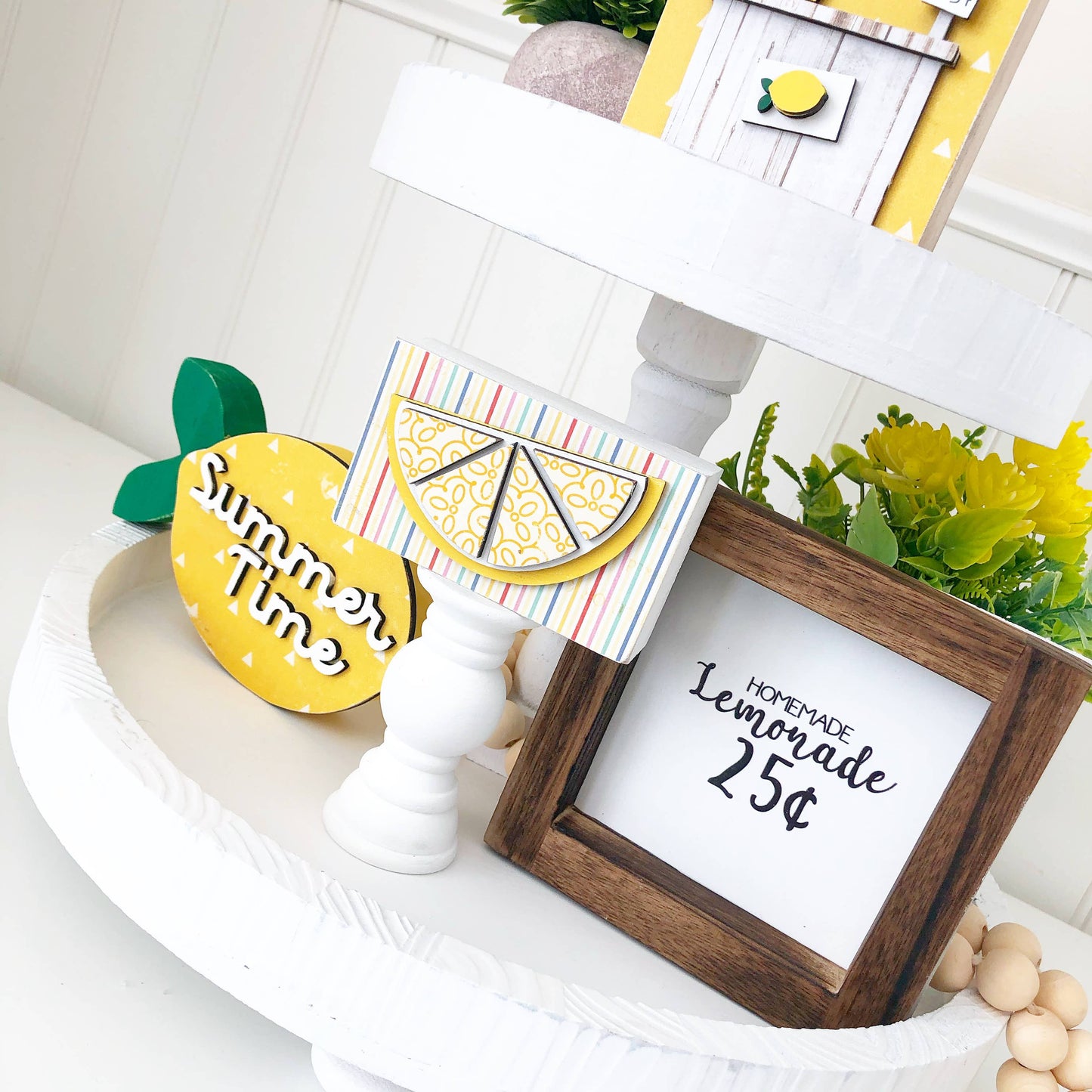 Foundations Decor Tiered Tray - Distressed White Round 15"