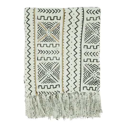 Mudcloth Throw Blanket- Rich Pattern Detail