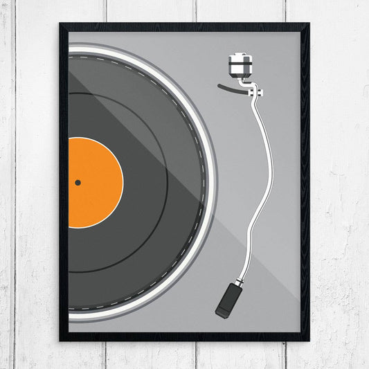 Gray LP Record Turntable 11 x 14