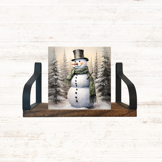 Green Scarf Snowman Block