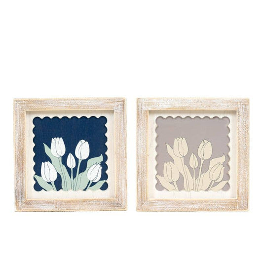 12056 - 7x7 wood frame sign (TULIPS) Home Decor