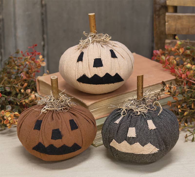 Stuffed Mini Primitive Jack O Lantern, 3 Assorted
