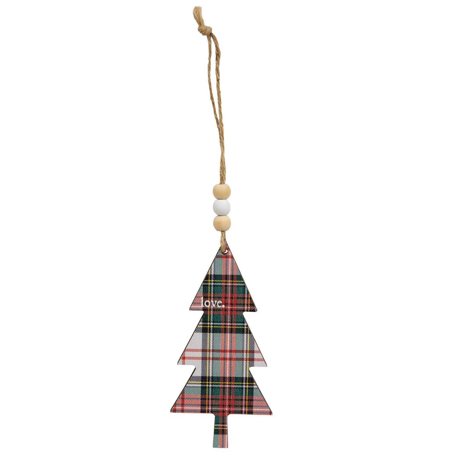Hope, Love, Joy Plaid Christmas Tree Ornament - 3 Asstd.