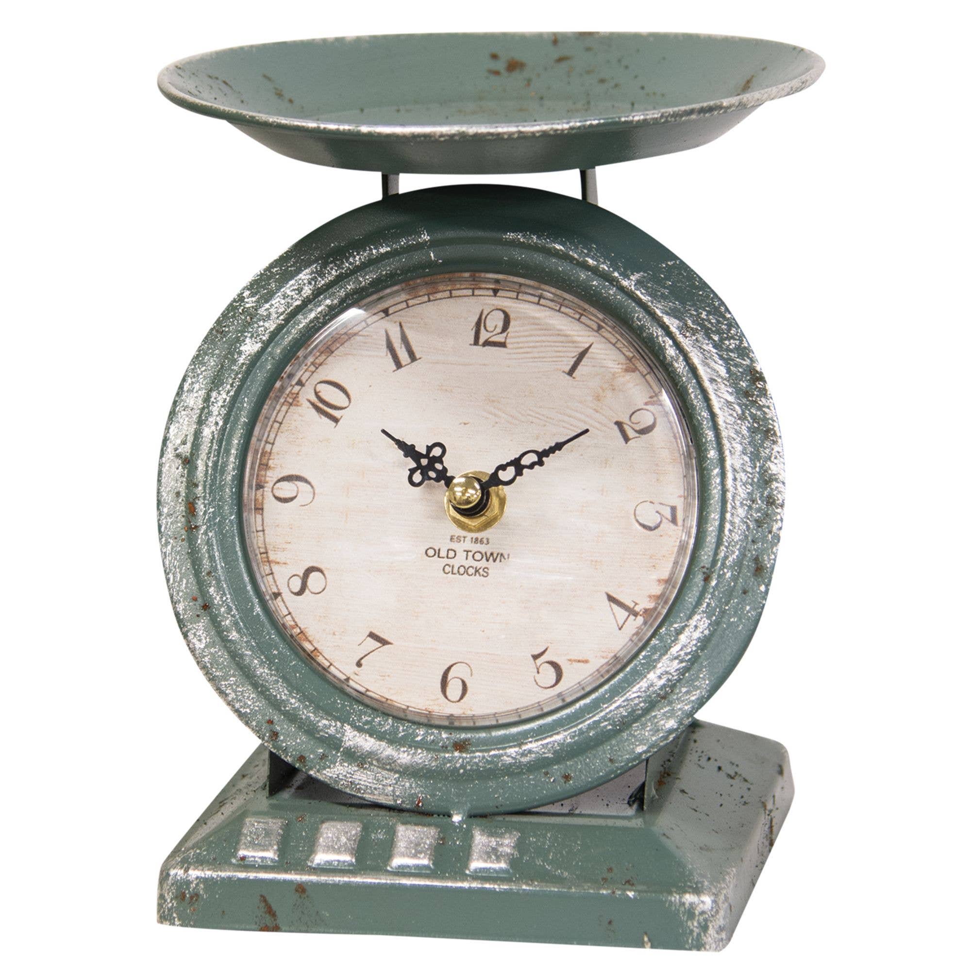Vintage Blue Old Town Scale Clock – Rustic Owl Furnishings