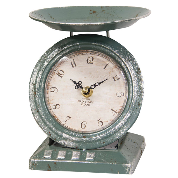 Vintage Blue Old Town Scale Clock – Rustic Owl Furnishings