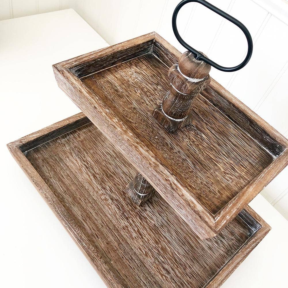 Foundations Decor Tiered Tray-Antique Finish, Rectngl 15.75"