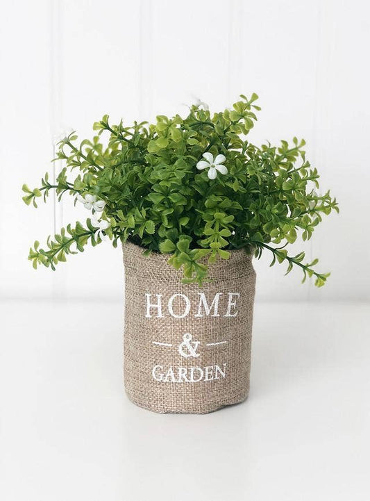 Burlap Bag & Spring Flowers