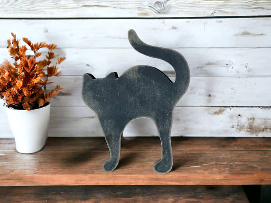 Primitive/Rustic Black Scared Cat Halloween/Fall Sitter