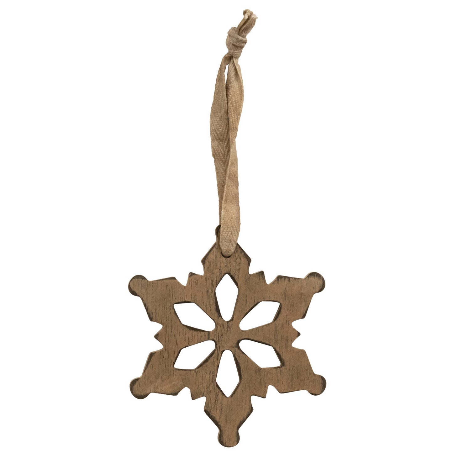 Antiqued Wooden Snowflake Christmas Ornament, 2 Assorted