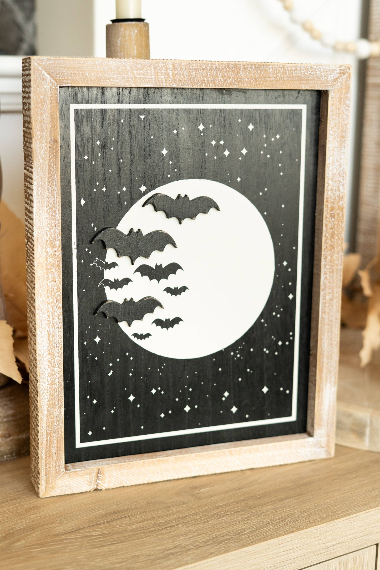 Moon Bats/Checker Pumpkin Reversible Sign