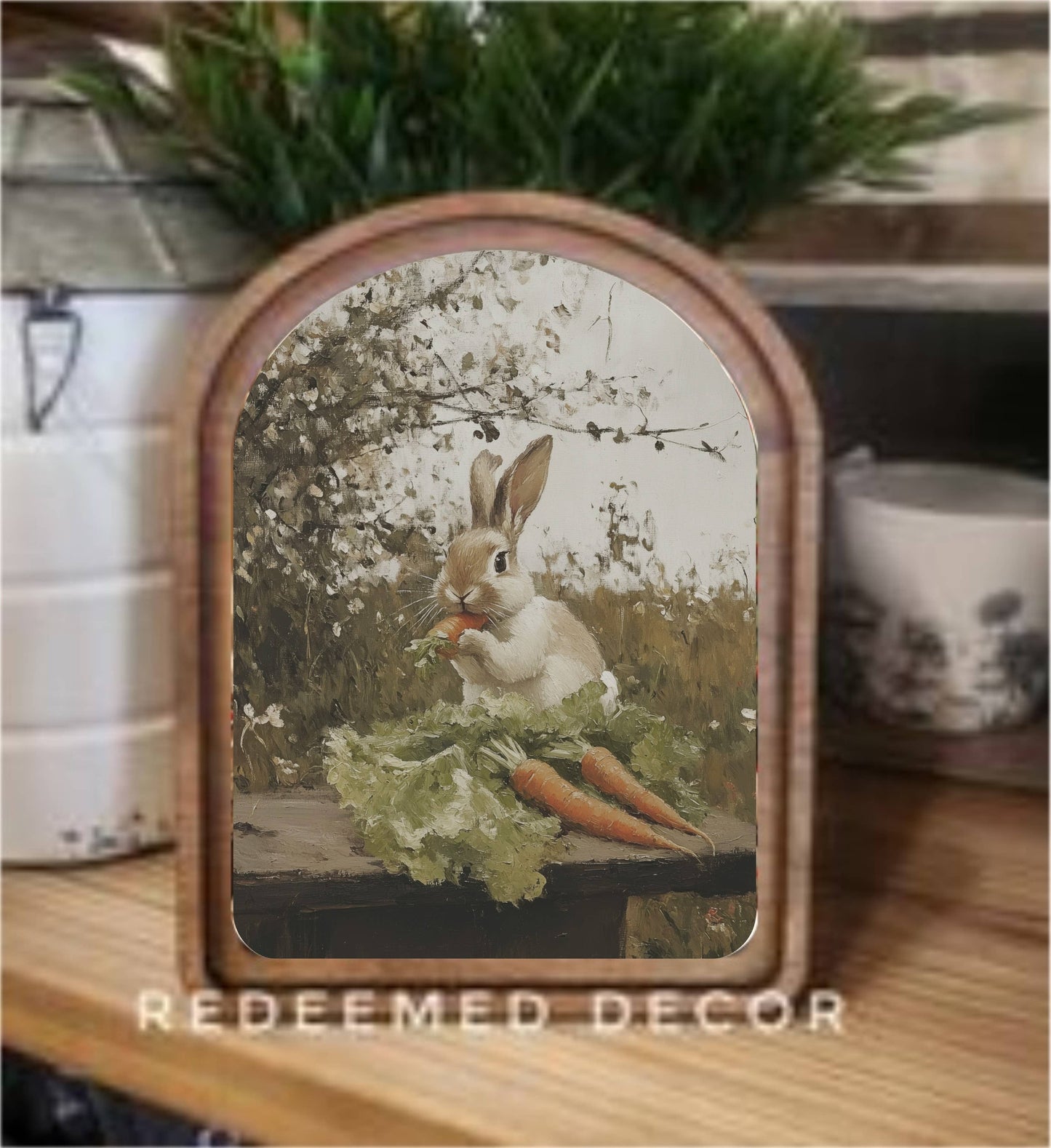 Bunny w/ Carrots Framed Art- Arch