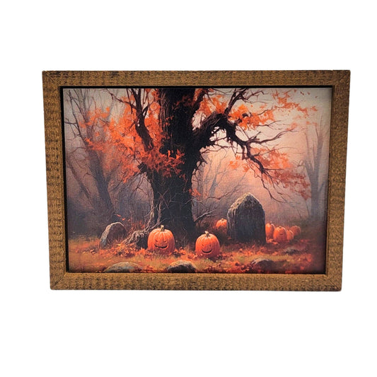 Spooky Graveyard Pumpkins Halloween Night - Fall Decor