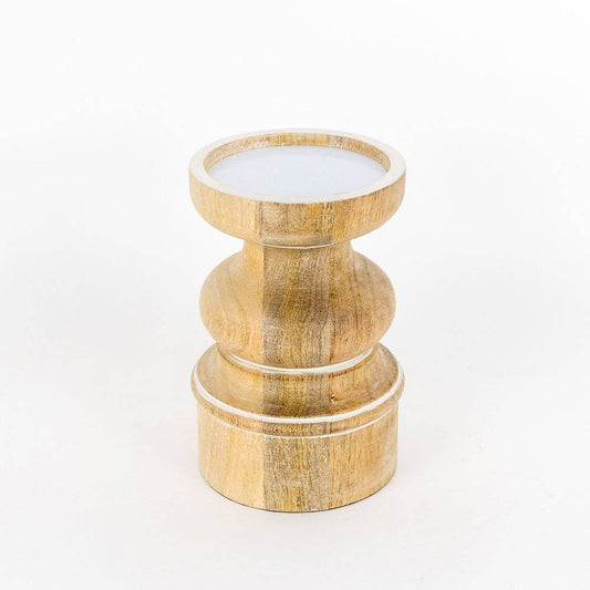 Round Mango Wood Candle Holder