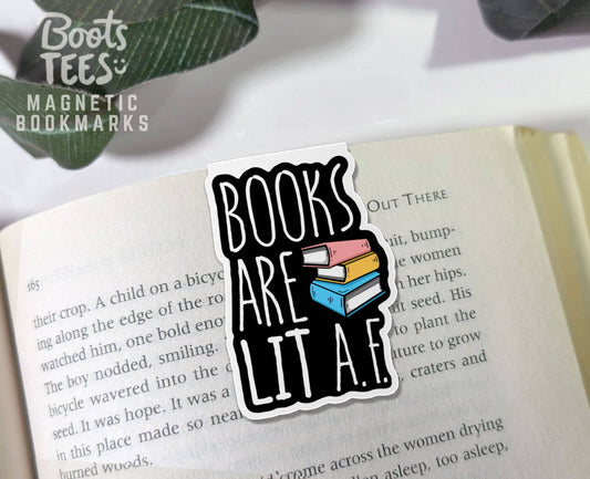 Books Are Lit AF Magnetic Bookmark, Reading Humor Accessory