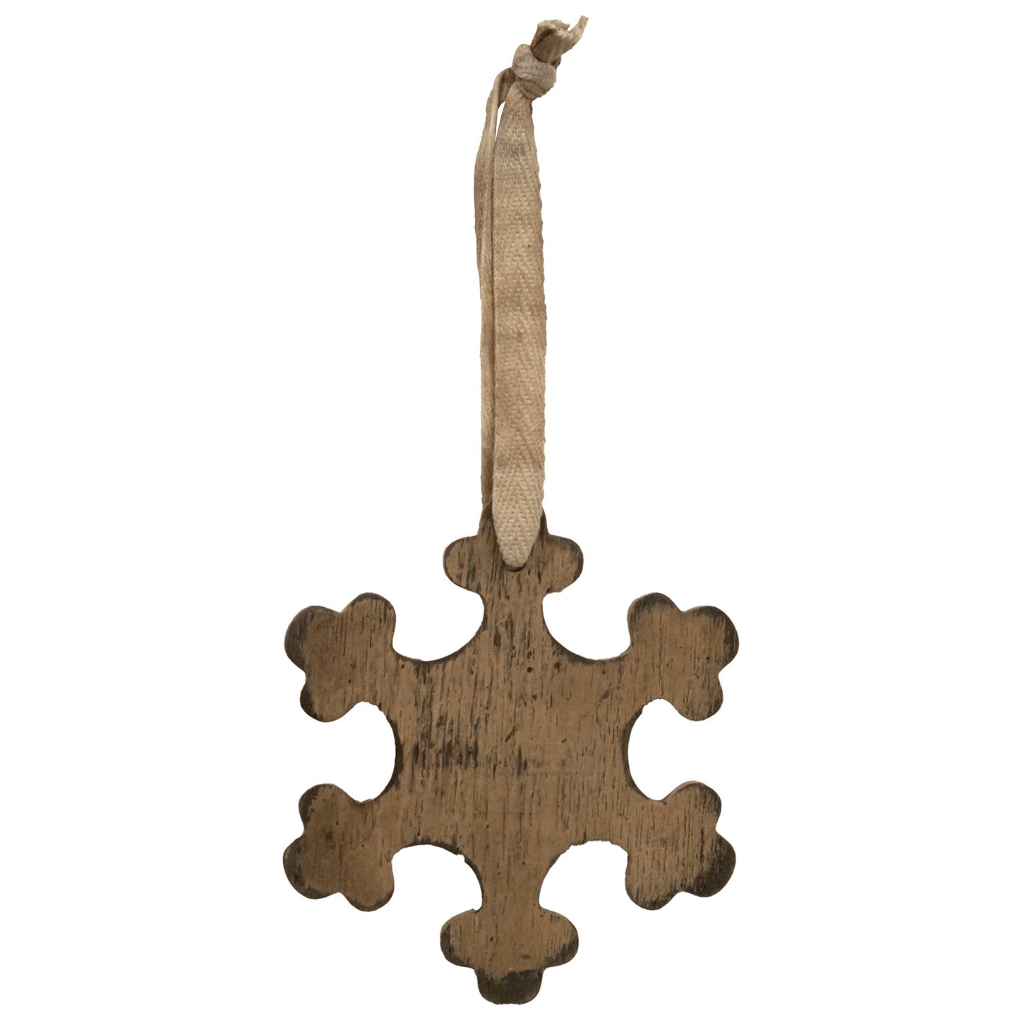 Antiqued Wooden Snowflake Christmas Ornament, 2 Assorted