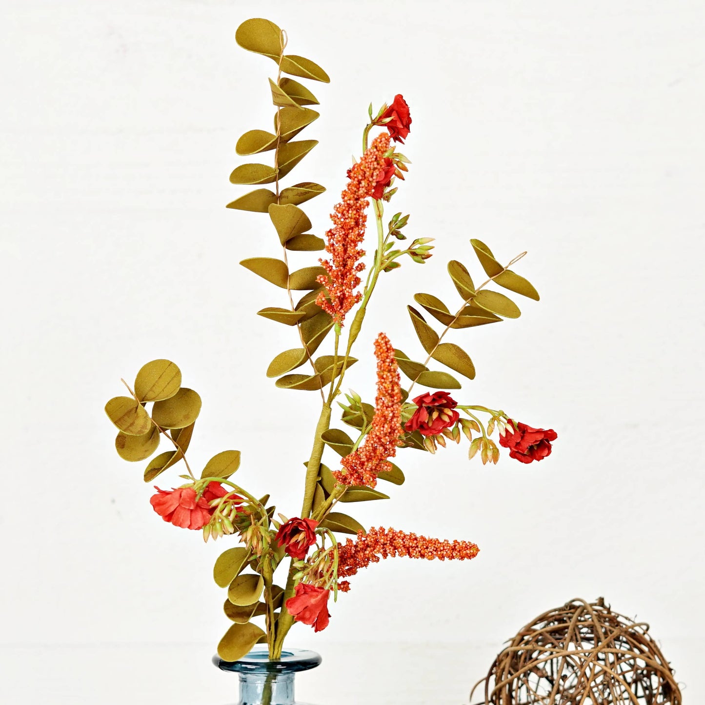 18in Spray-Orange Red Country Heather and Eucalyptus