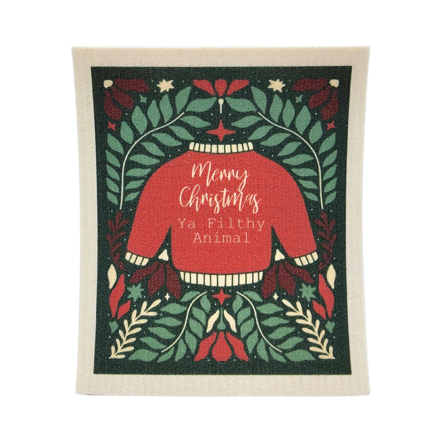 Merry Christmas Sweater Swedish Dishcloth - Christmas Decor