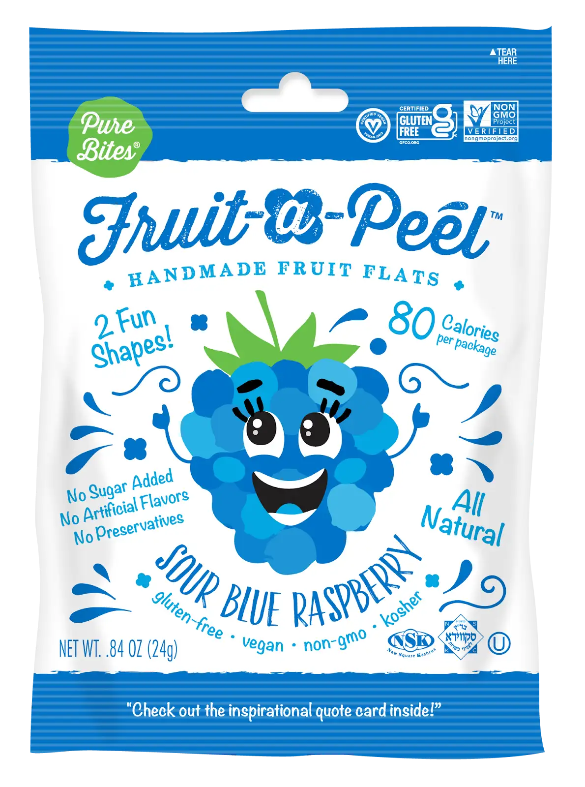 Fruit-a-Peel Sour Blue Raspberry Fruit Flats