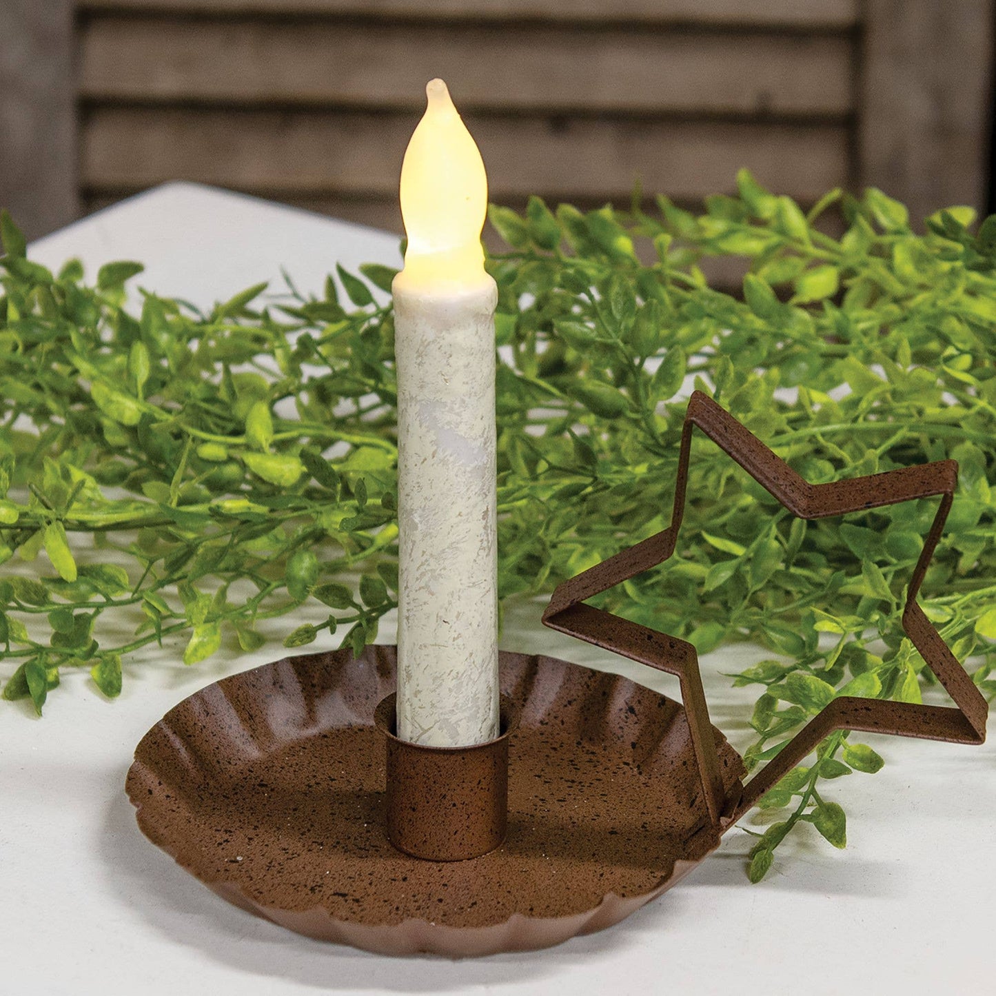 Rustic White Taper, 6 inch